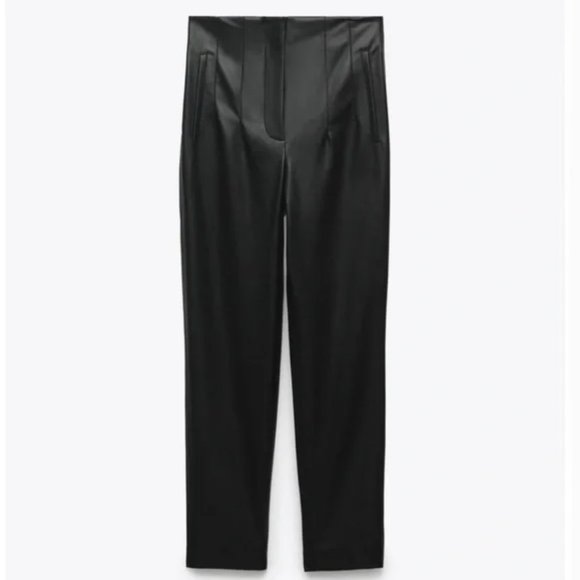 NWT Zara faux leather pants black - Picture 4 of 10